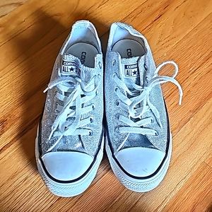 Converse All Star silver glitter sequin shoes Mens 7 Womens 9
